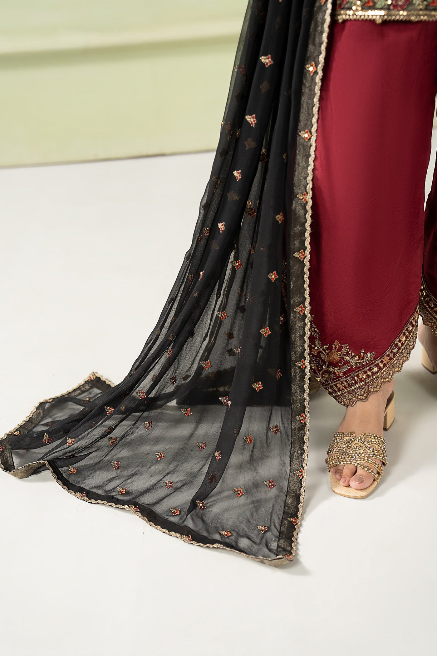 3 Piece Embroidered Organza Suit