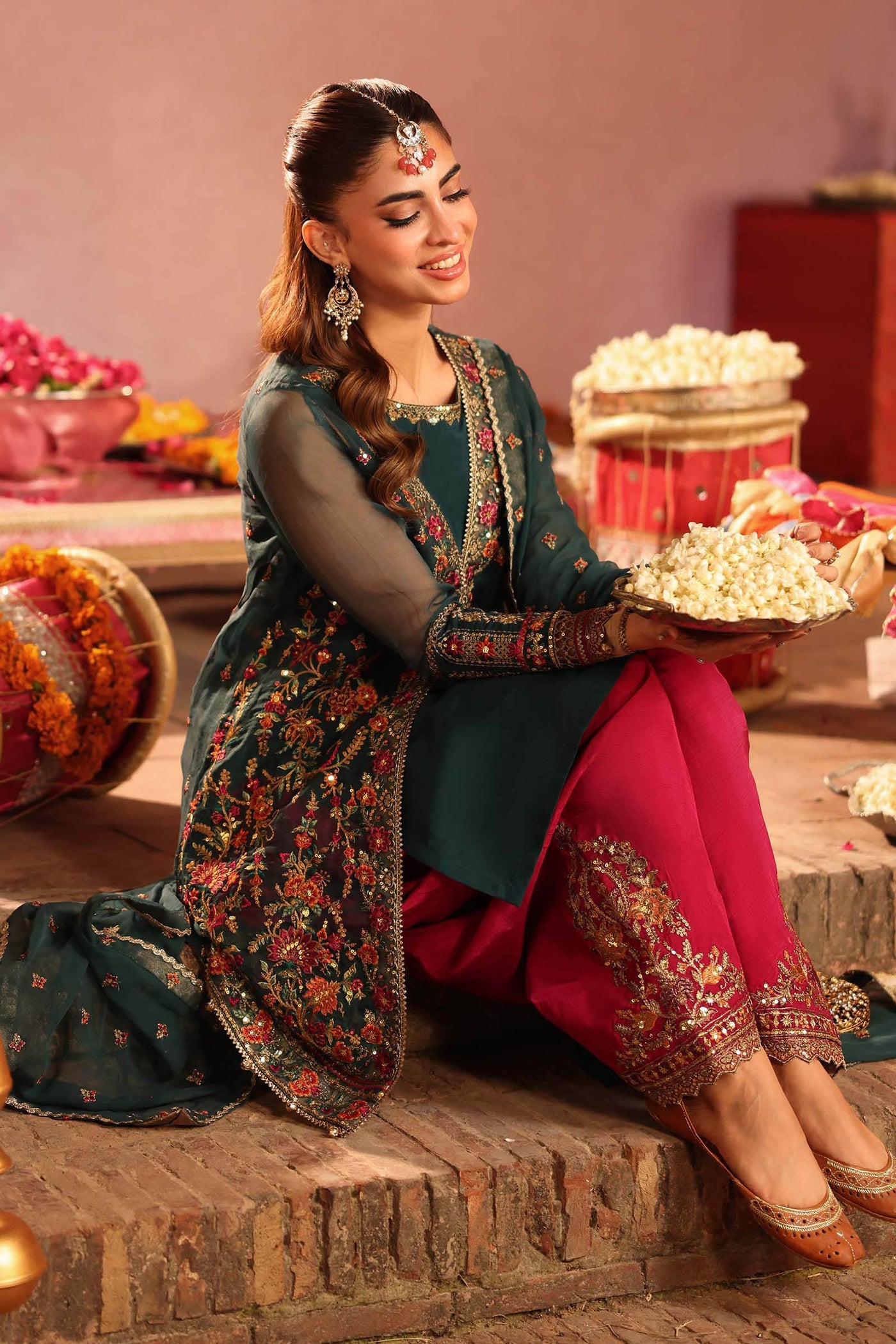 3 Piece Embroidered Organza Suit