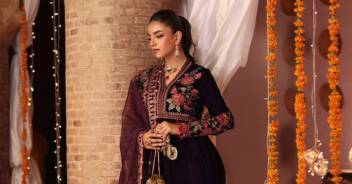 3 Piece Embroidered Velvet Suit