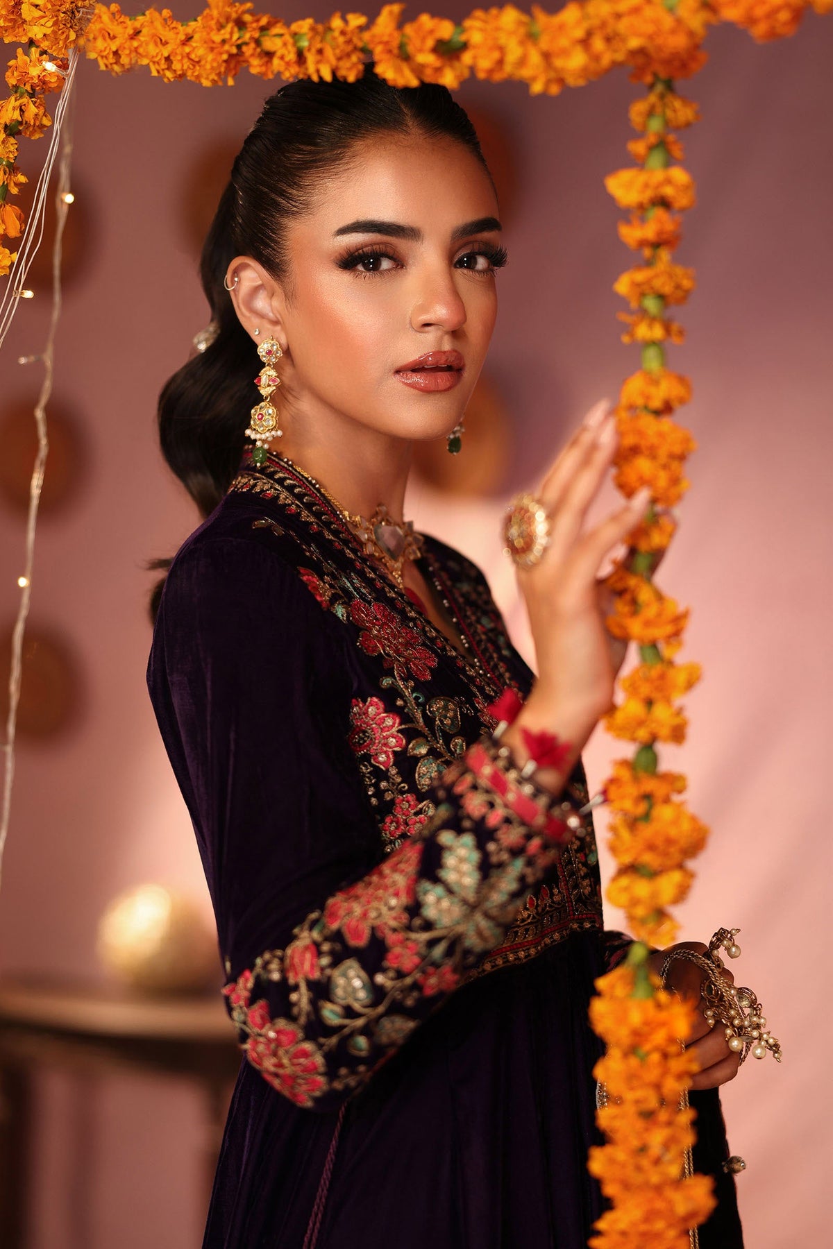 3 Piece Embroidered Velvet Suit