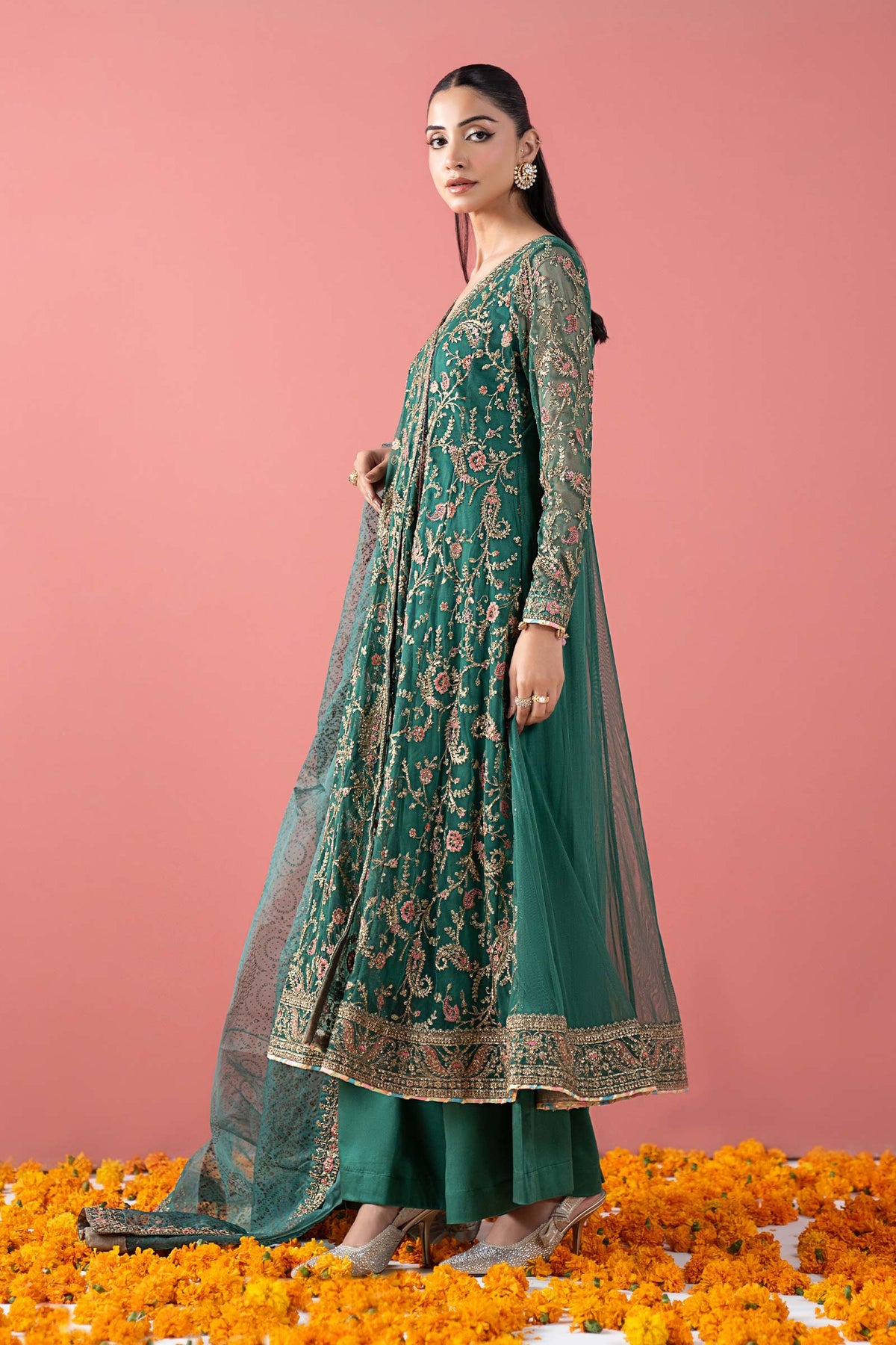 3 Piece Embroidered Net Suit