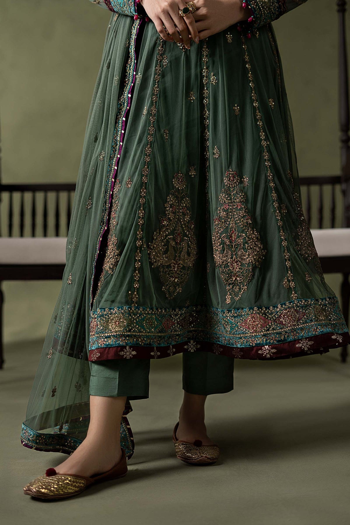3 Piece Embroidered Net Suit
