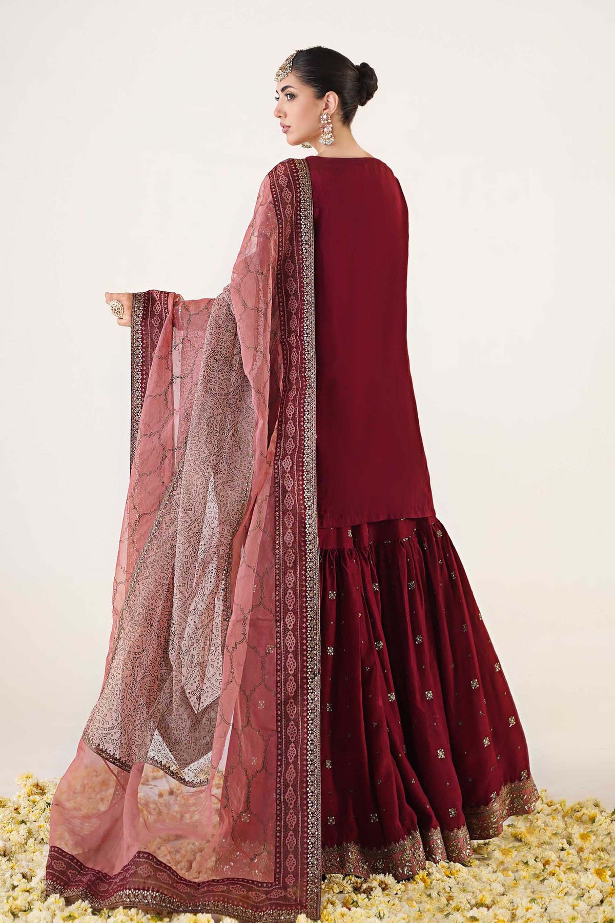 3 Piece Embroidered Raw Silk Suit