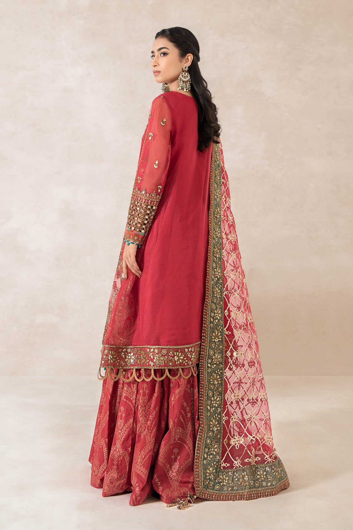 3 Piece Embroidered Organza Suit
