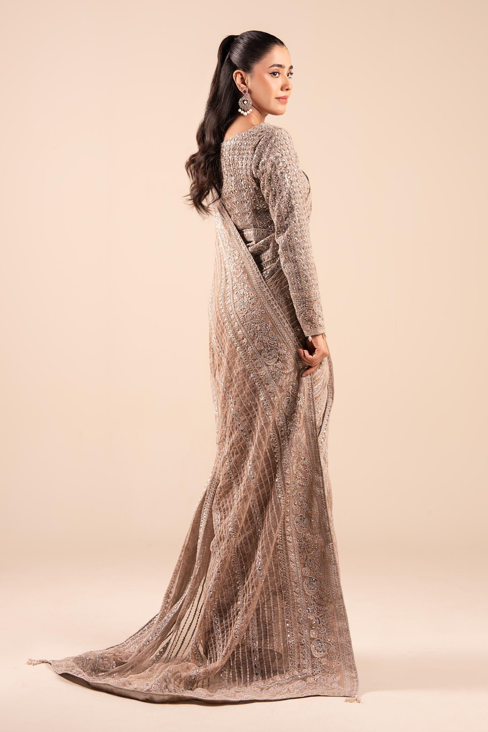 Embroidered Net Saree