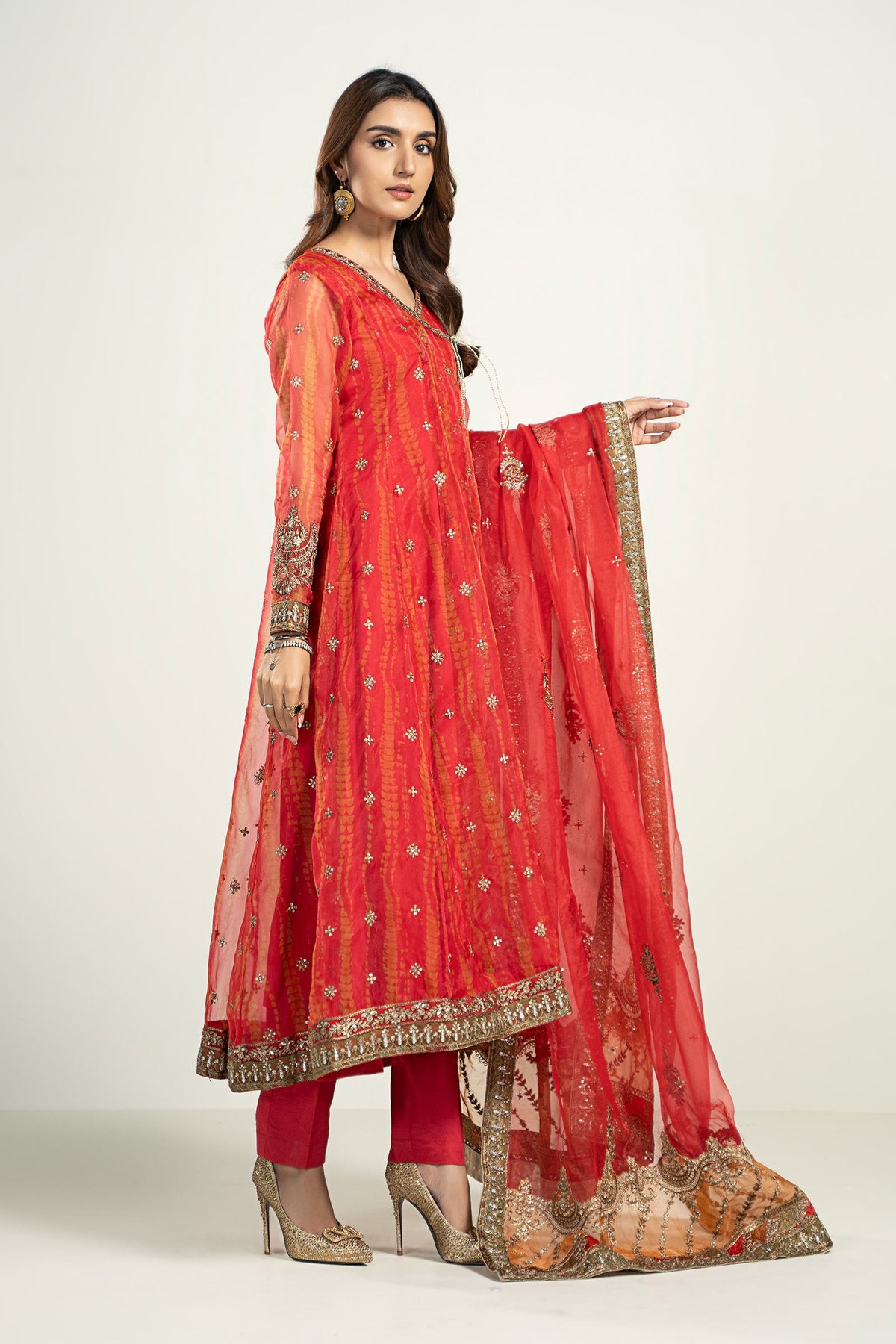 3 Piece Embroidered Frock