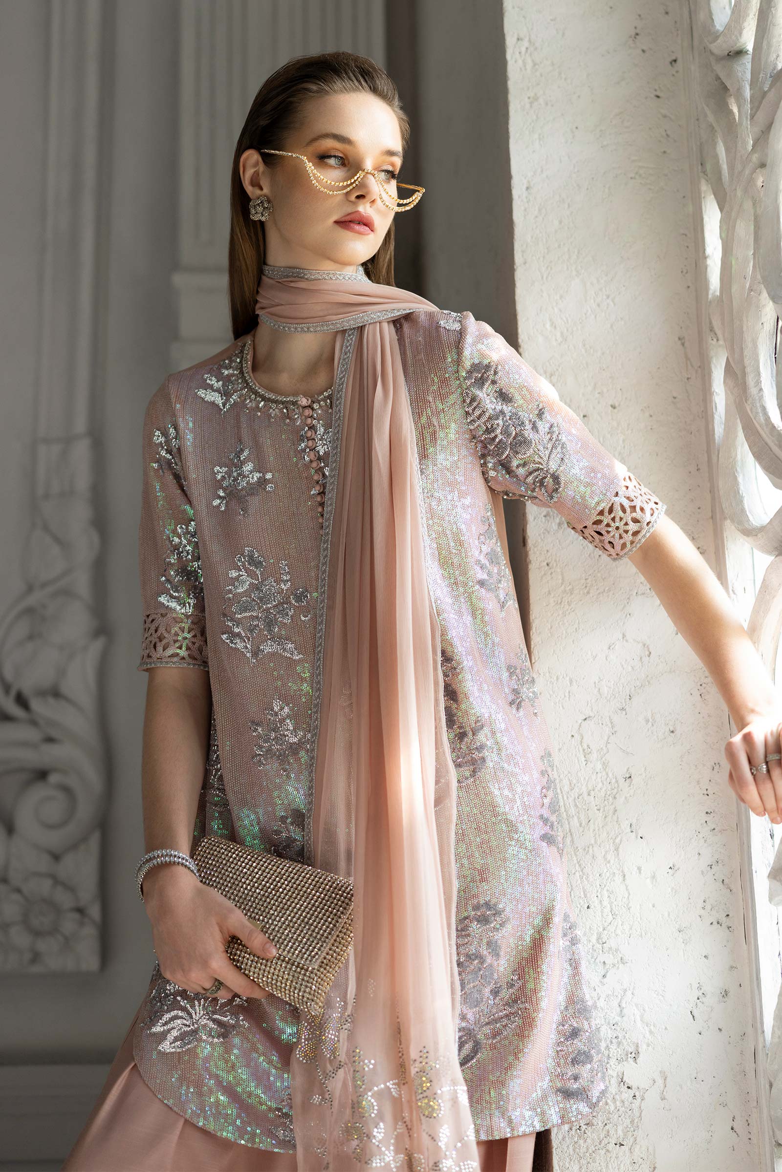3 Piece Embroidered Chiffon Suit