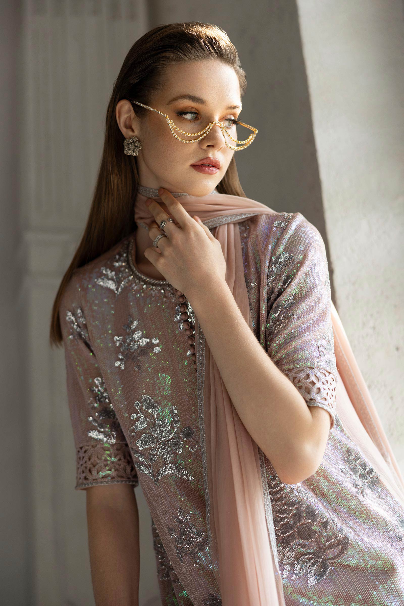 3 Piece Embroidered Chiffon Suit