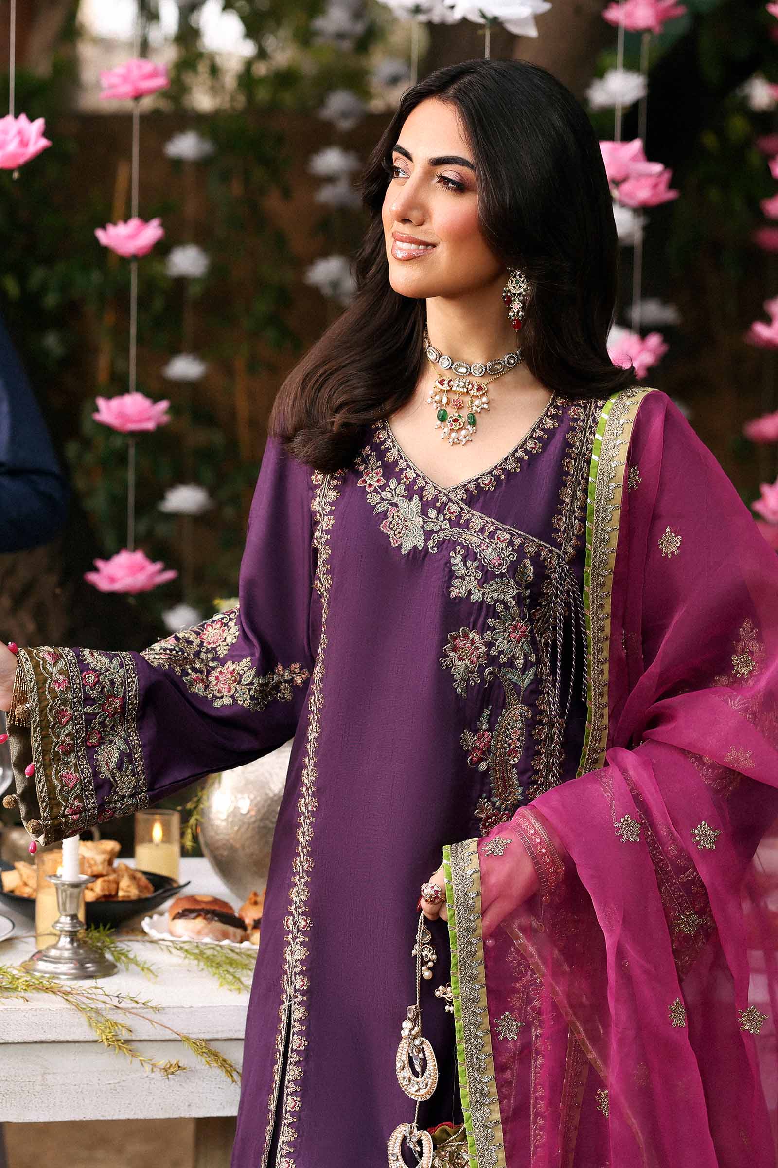 3 Piece Embroidered Raw Silk Suit