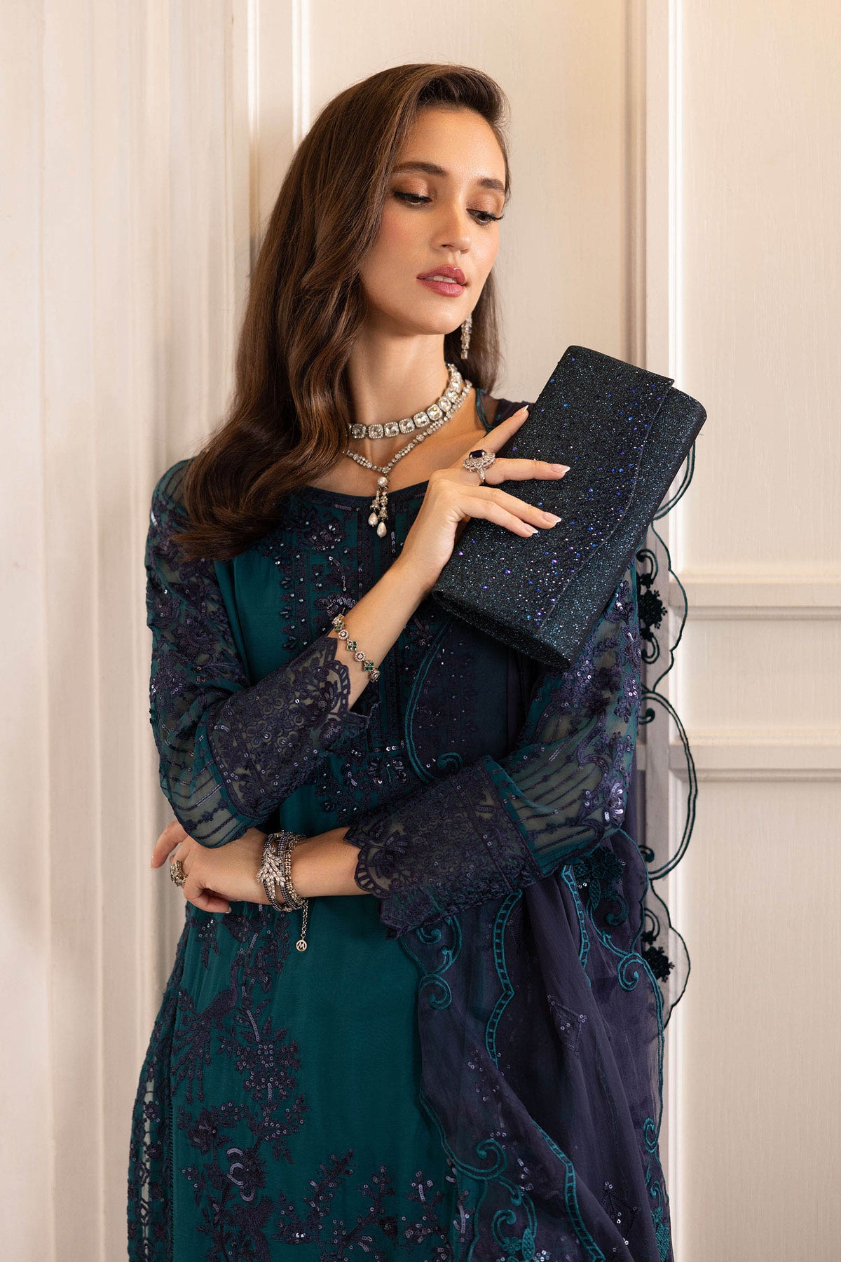 3 Piece Embroidered Chiffon Suit