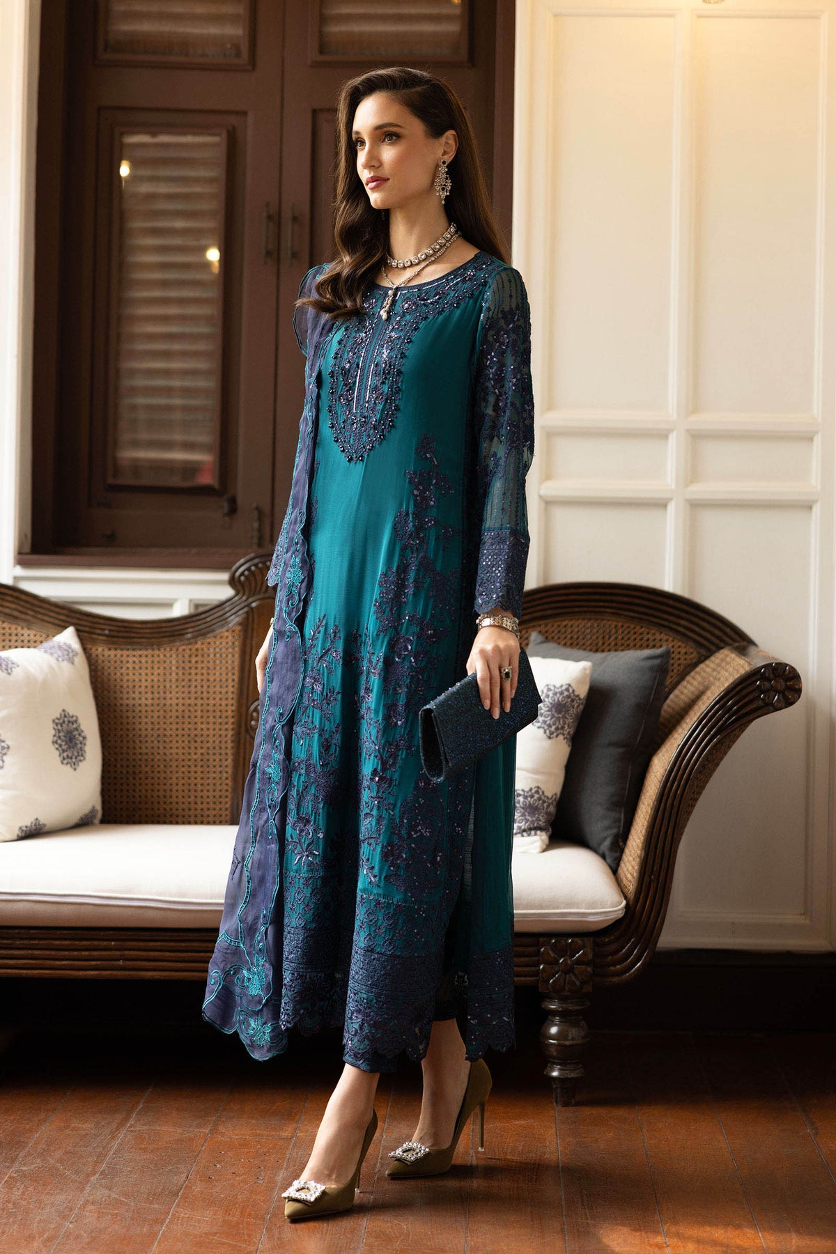 3 Piece Embroidered Chiffon Suit