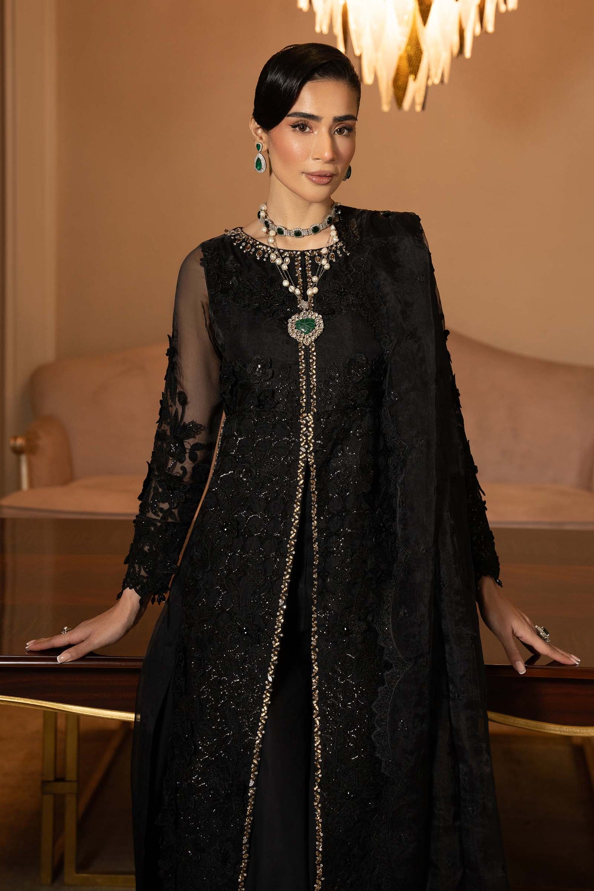 3 Piece Embroidered Organza Suit