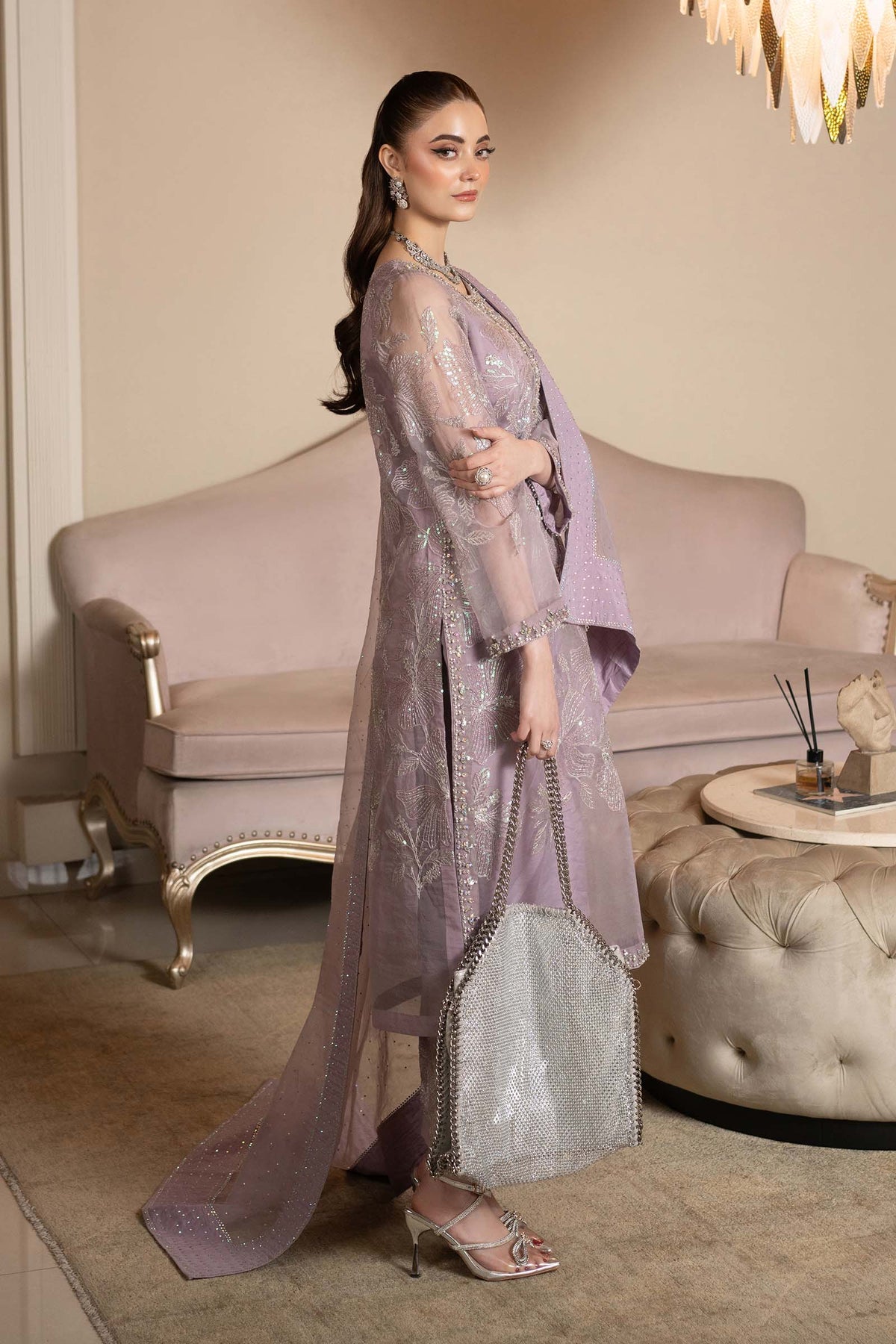 3 Piece Embroidered Organza Suit