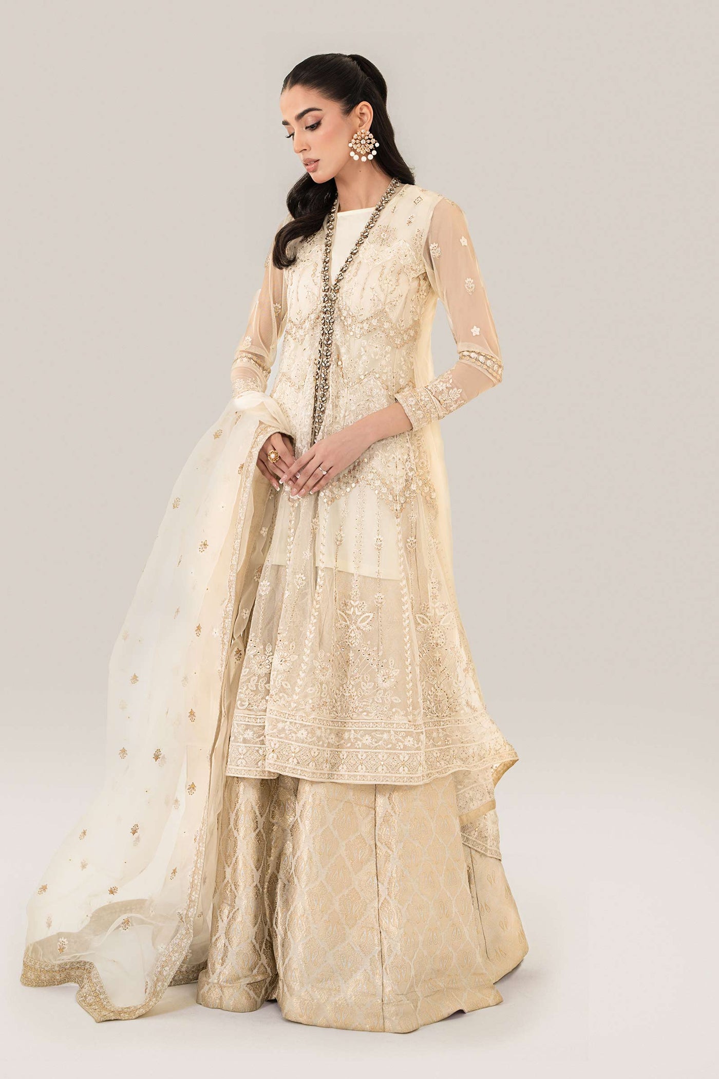3 Piece Embroidered Net Suit