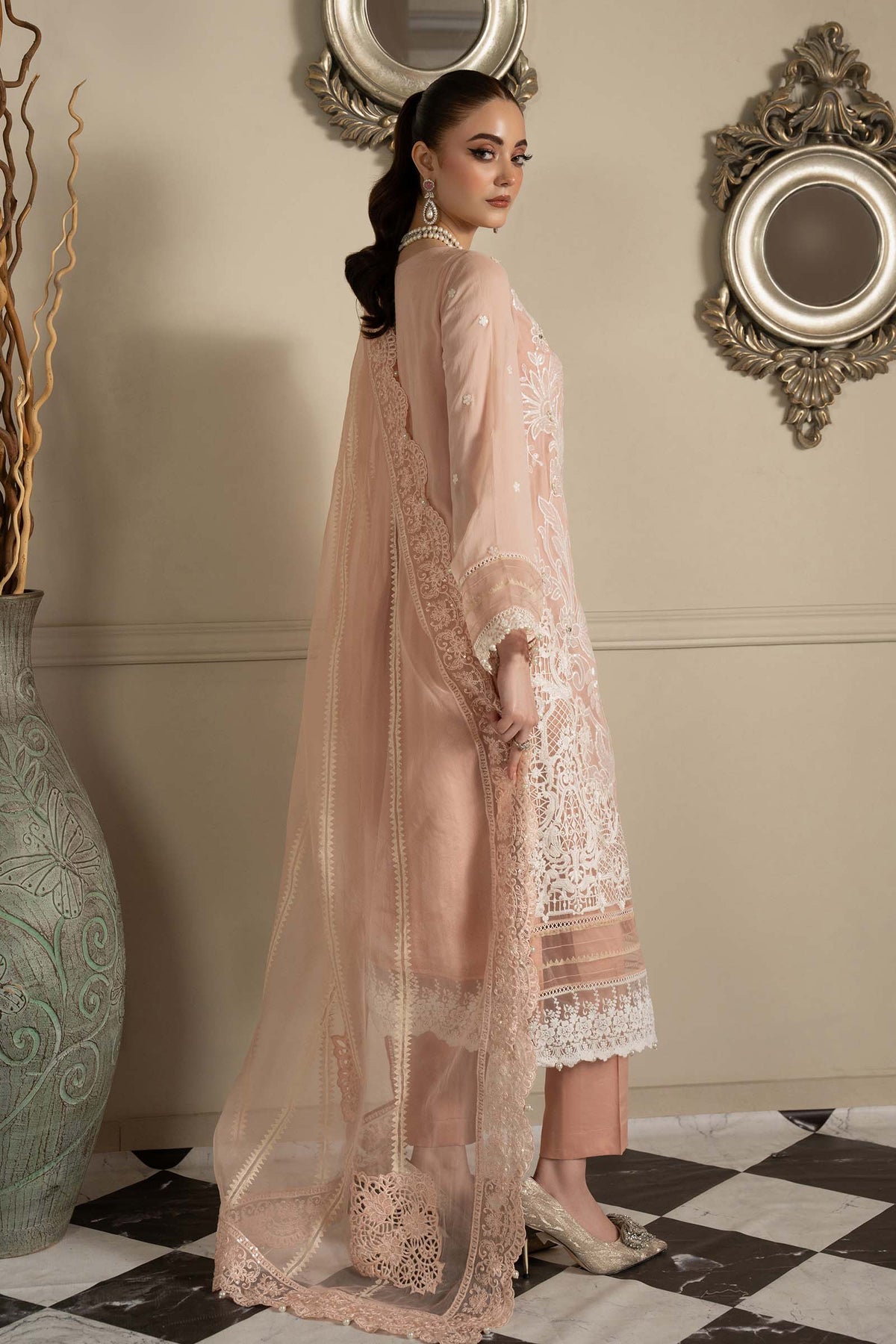 3 Piece Embroidered Chiffon Suit