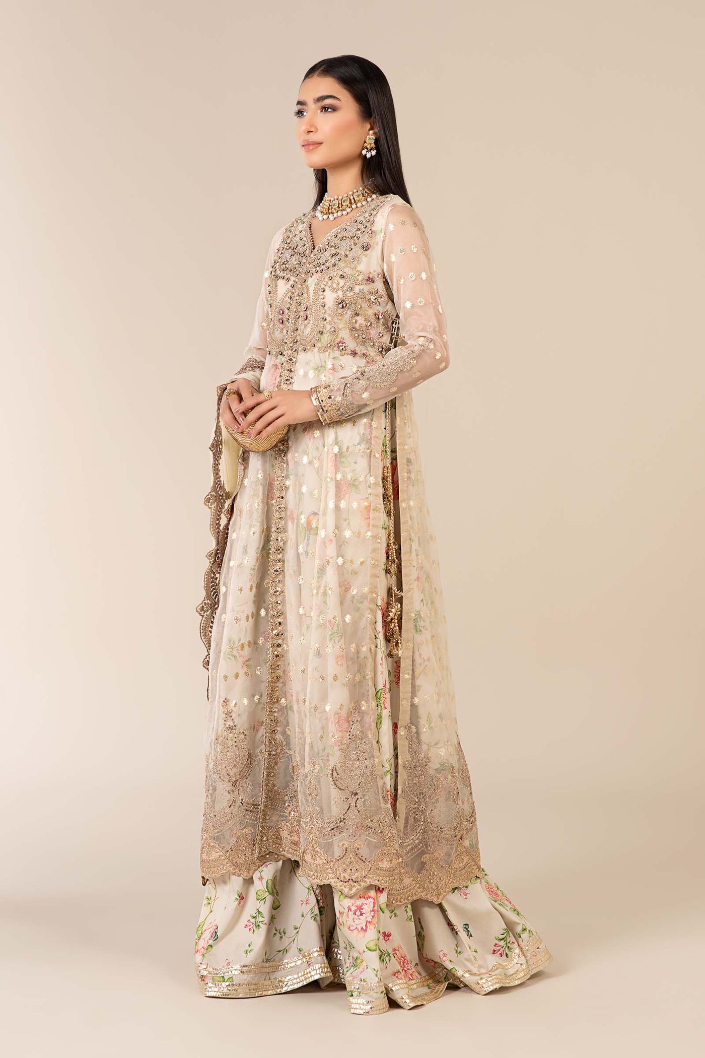 3 Piece Embroidered Organza Suit