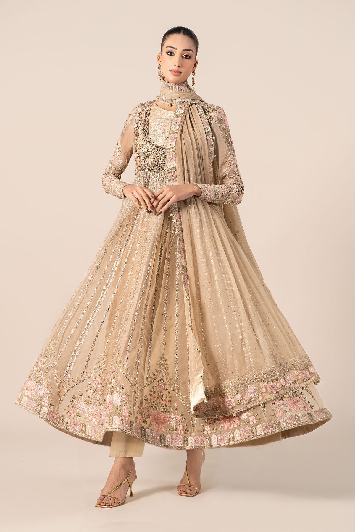 3 Piece Embroidered Organza Suit