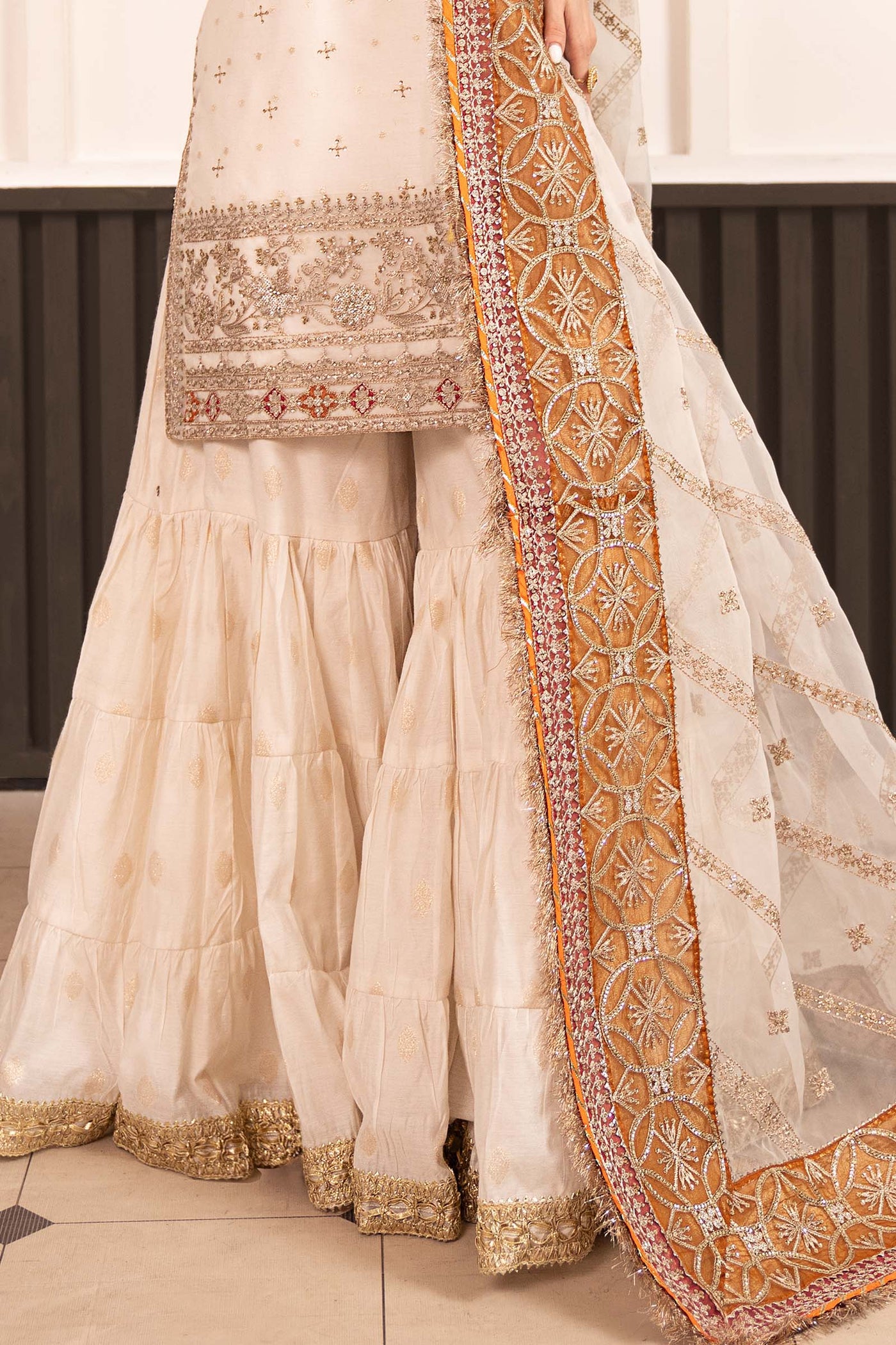 3 Piece Embroidered Cotton Lurex Suit