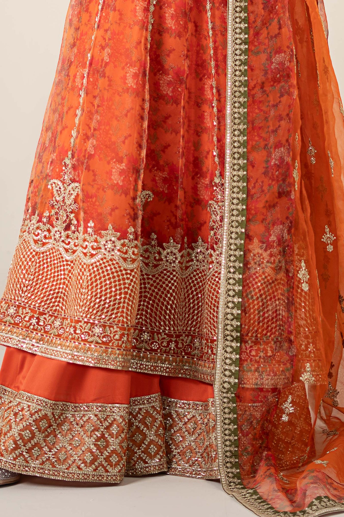 3 Piece Embroidered Organza Suit