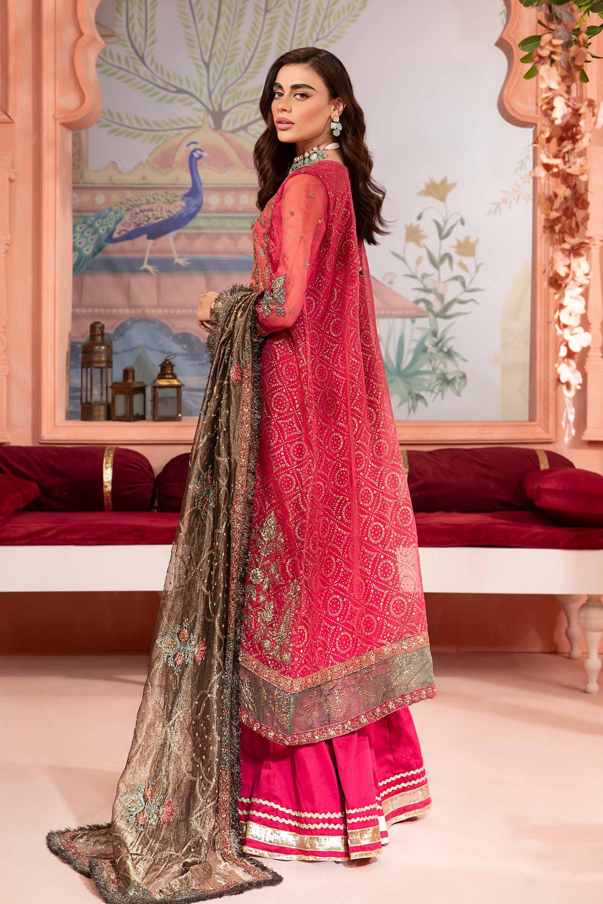 3 Piece Printed Organza Suit