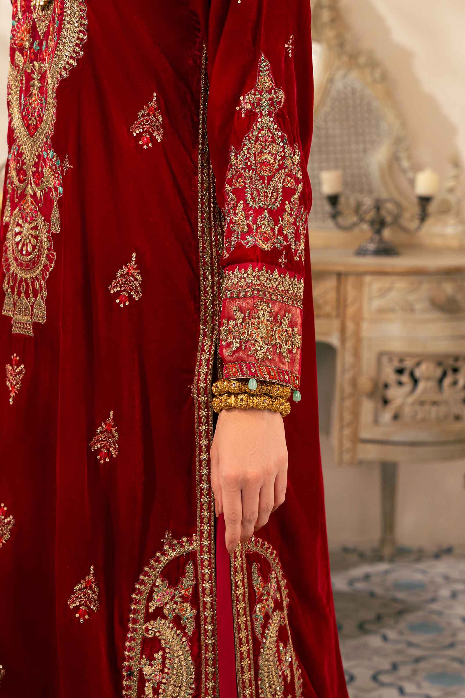 3 Piece Embroidered Velvet Suit