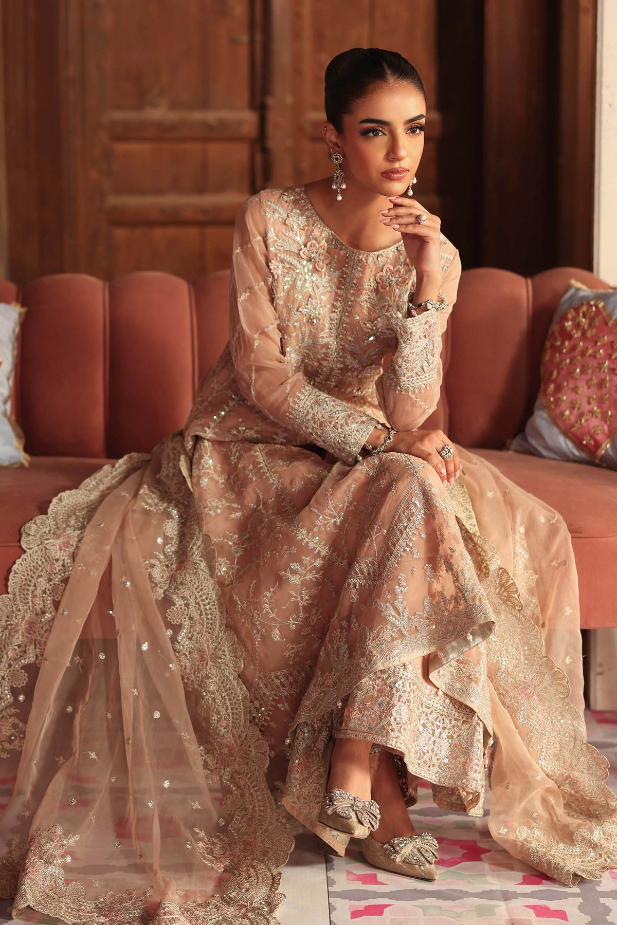 3 Piece Embroidered Organza Suit