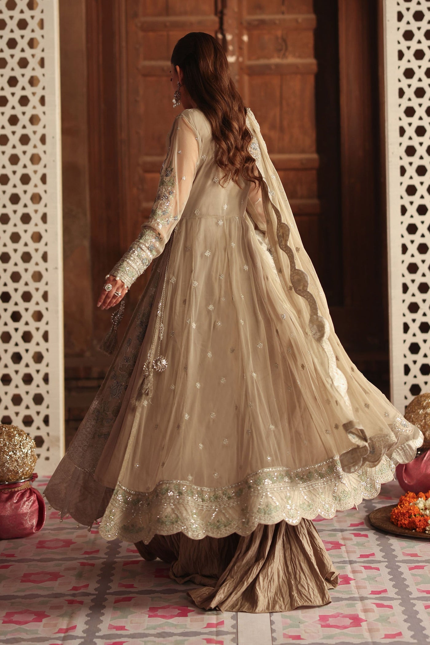 3 Piece Embroidered Net Suit