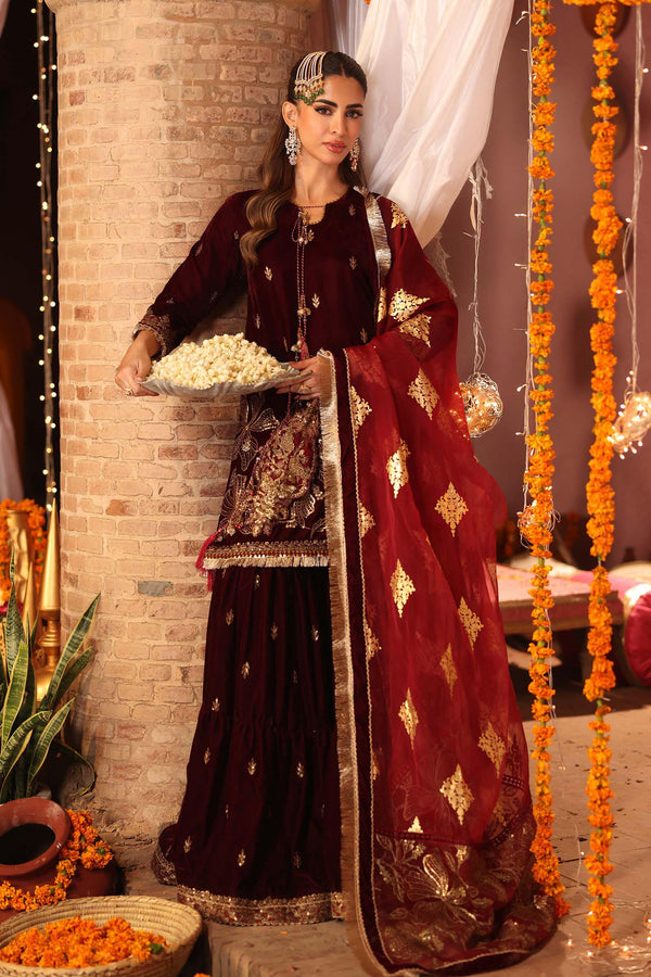 3 Piece Embroidered Velvet Suit