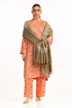 Acrylic Block Printed Shawl With Embroidered