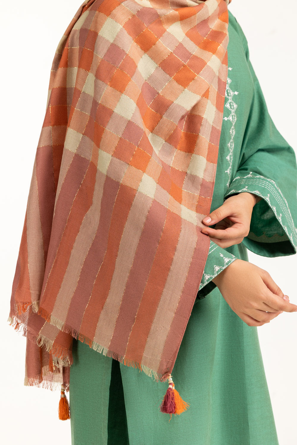 Acrylic Checkered Zari Shawl
