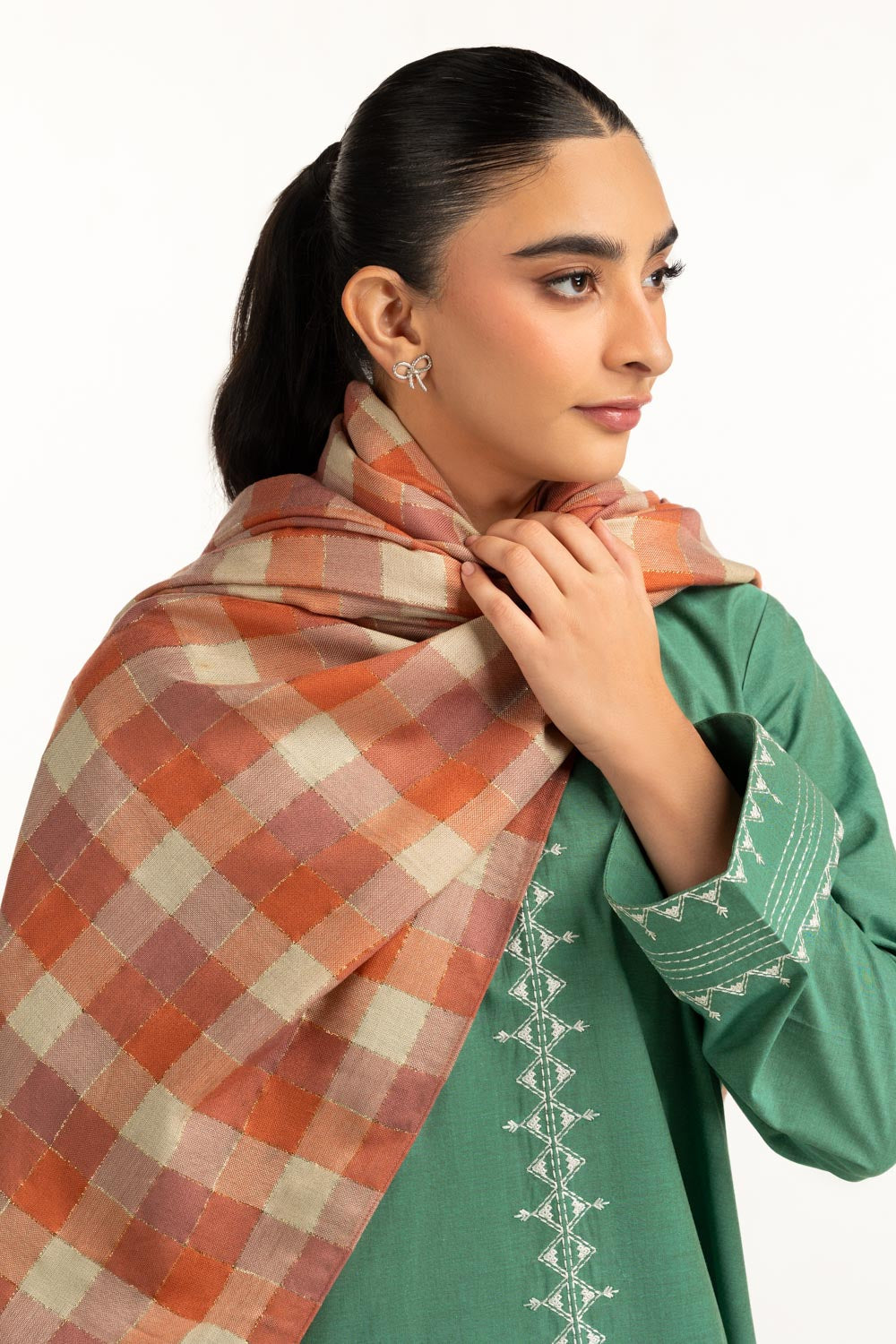 Acrylic Checkered Zari Shawl