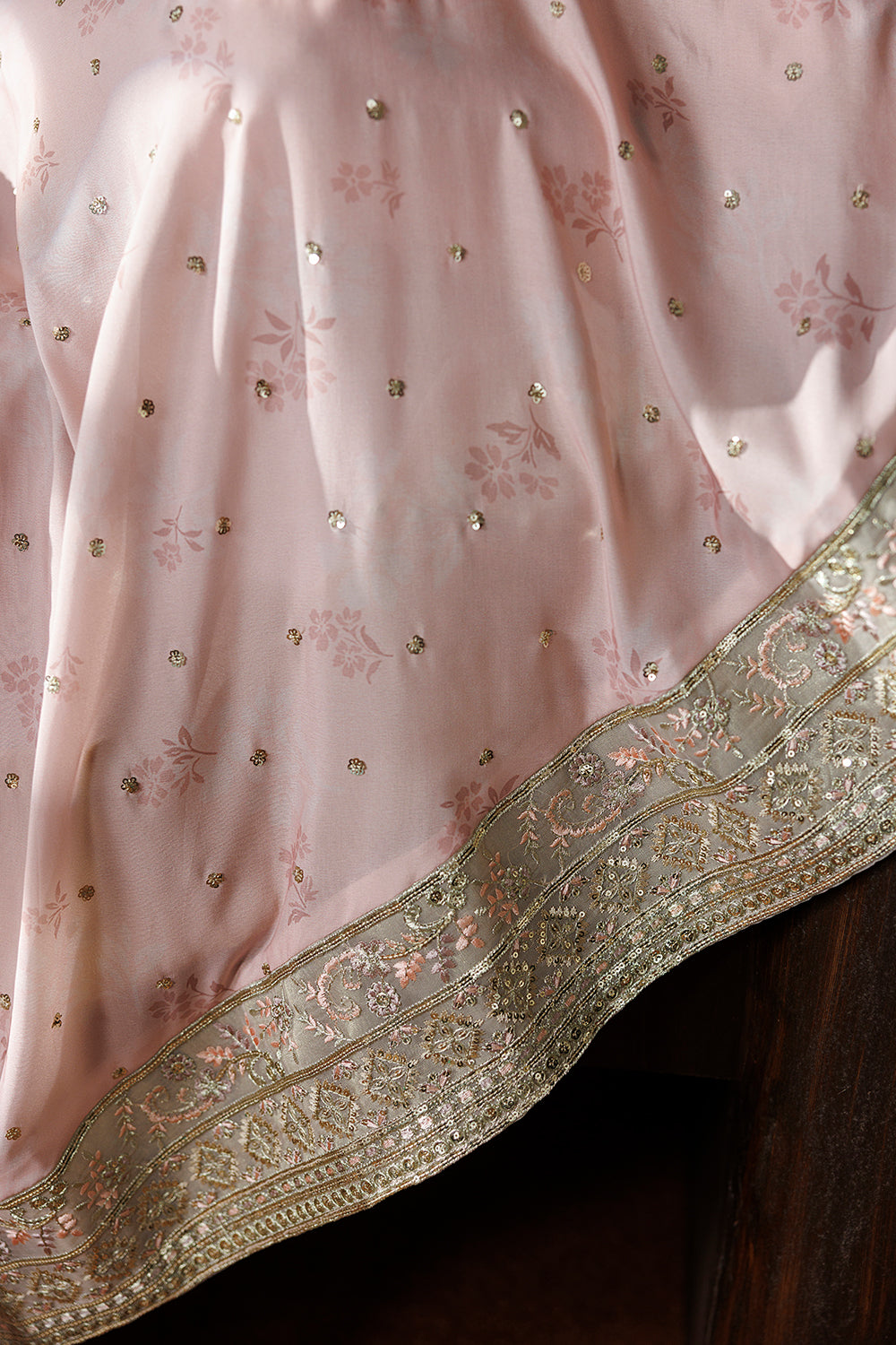Peach Blush Embroidered Silk Blend 3 Piece Suit SL-26-22