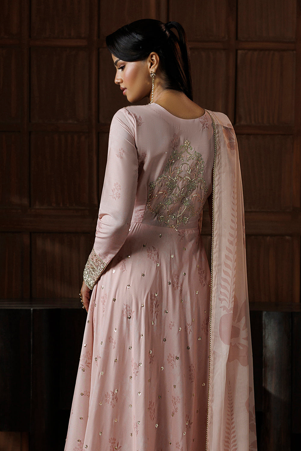 Peach Blush Embroidered Silk Blend 3 Piece Suit SL-26-22