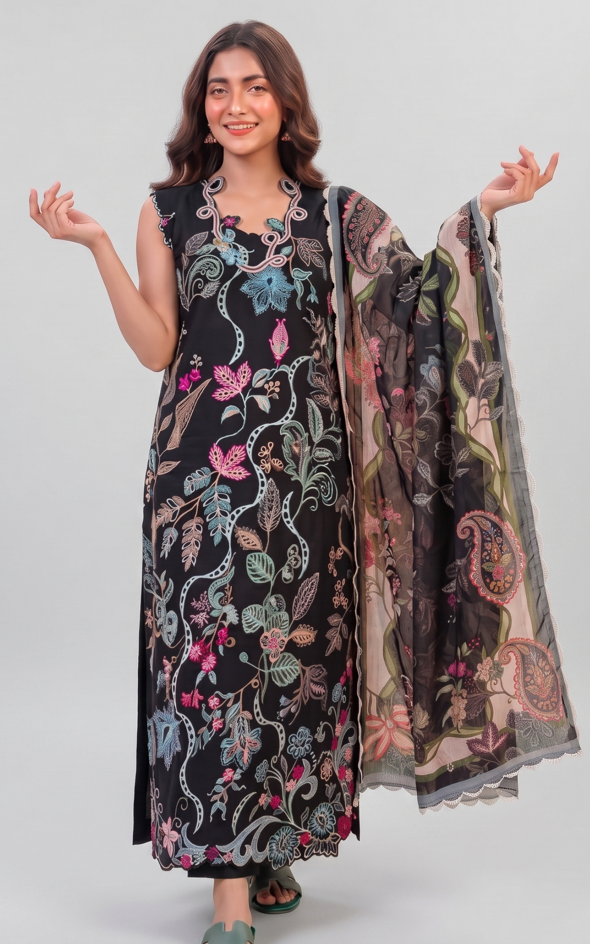 Black Sand (SL26-13) | 3pcs Embroidered Unstitched Summer