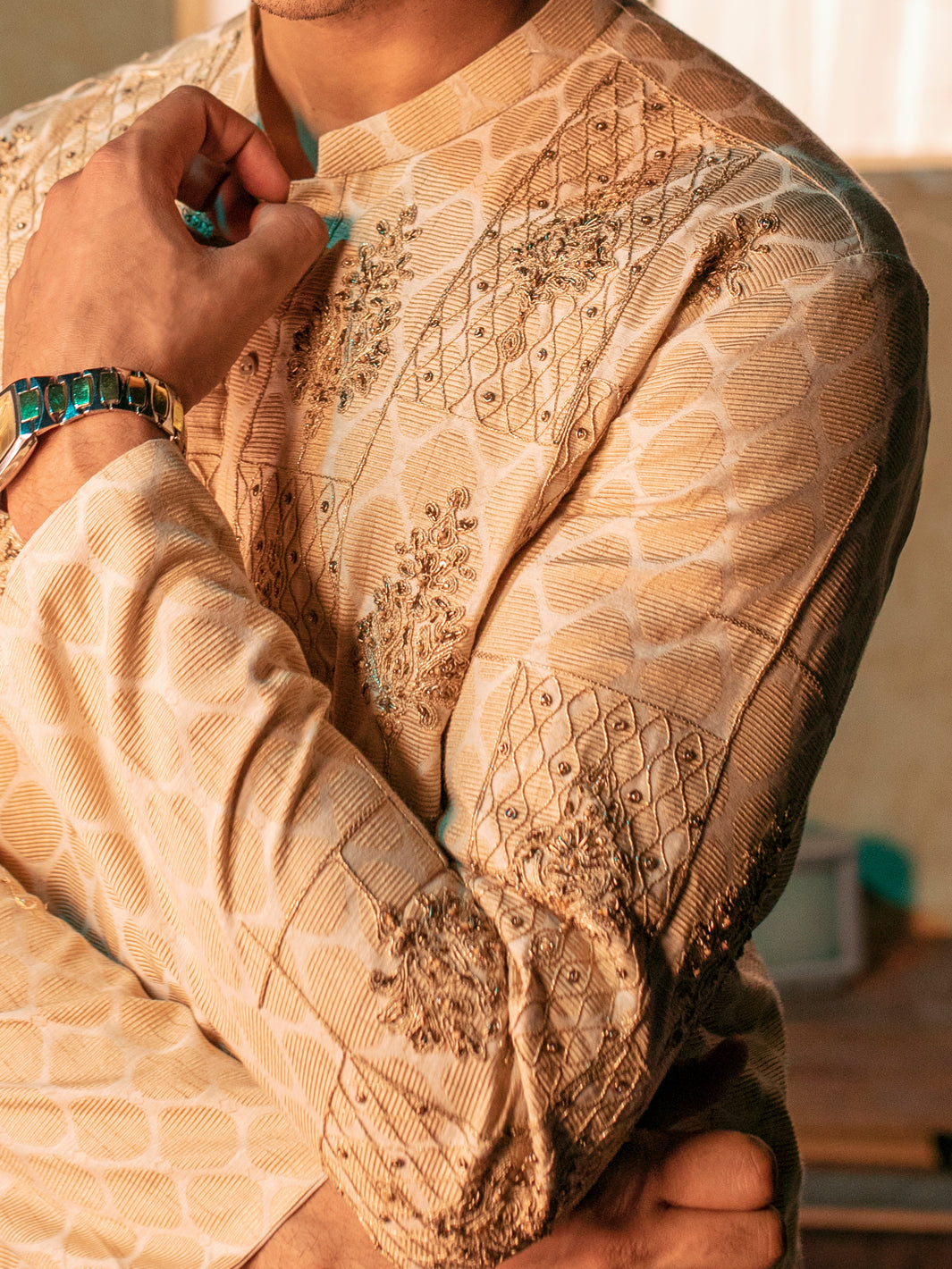 Beige Blended Formal Kurta - AL-K-SP-054