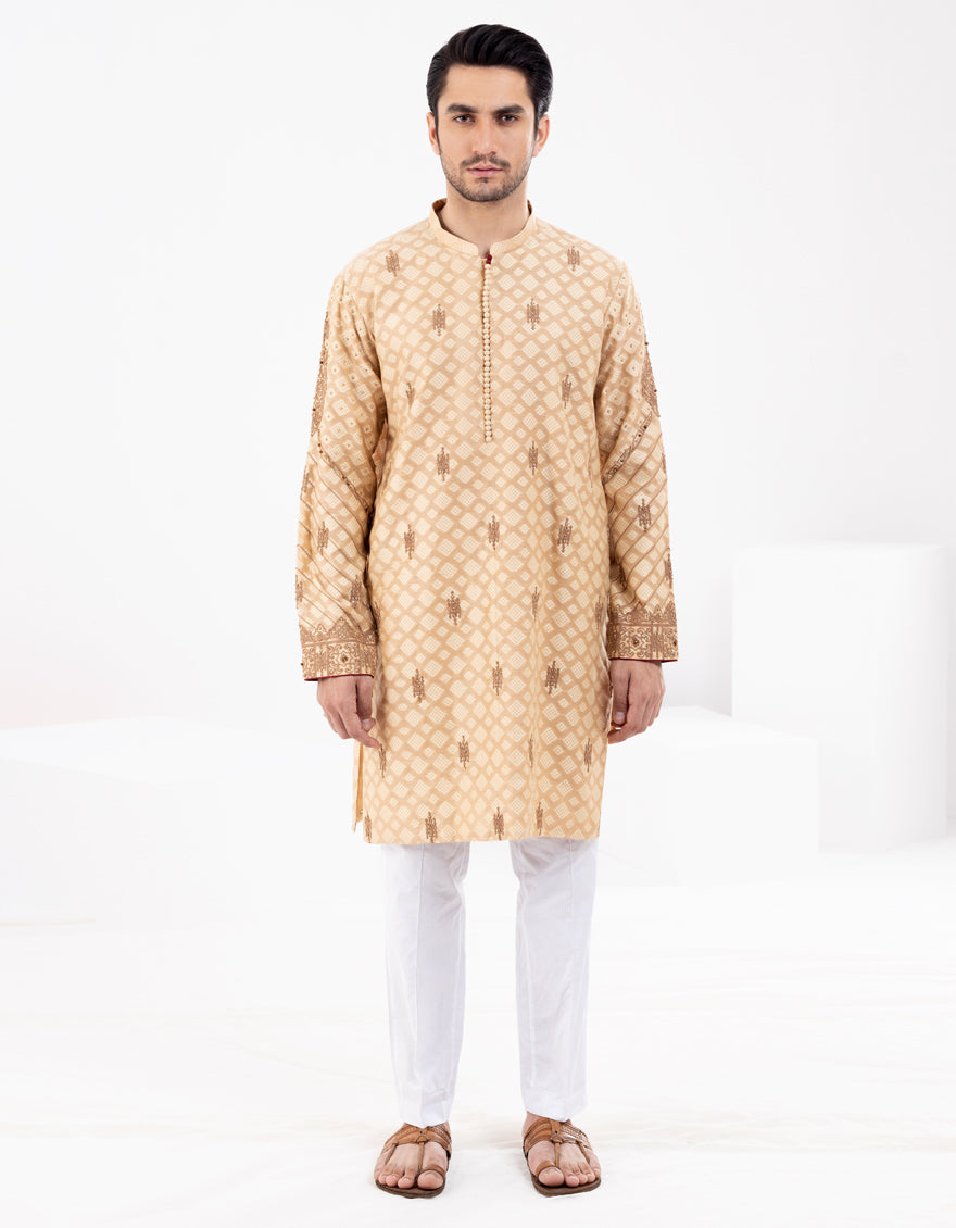 Beige Formal Kurta - AL-K-SP-059