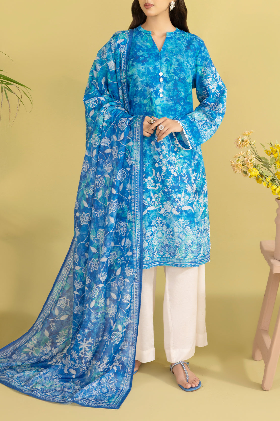 Printed Khaddar Stitched 2 Piece Shirt/Dupatta113006