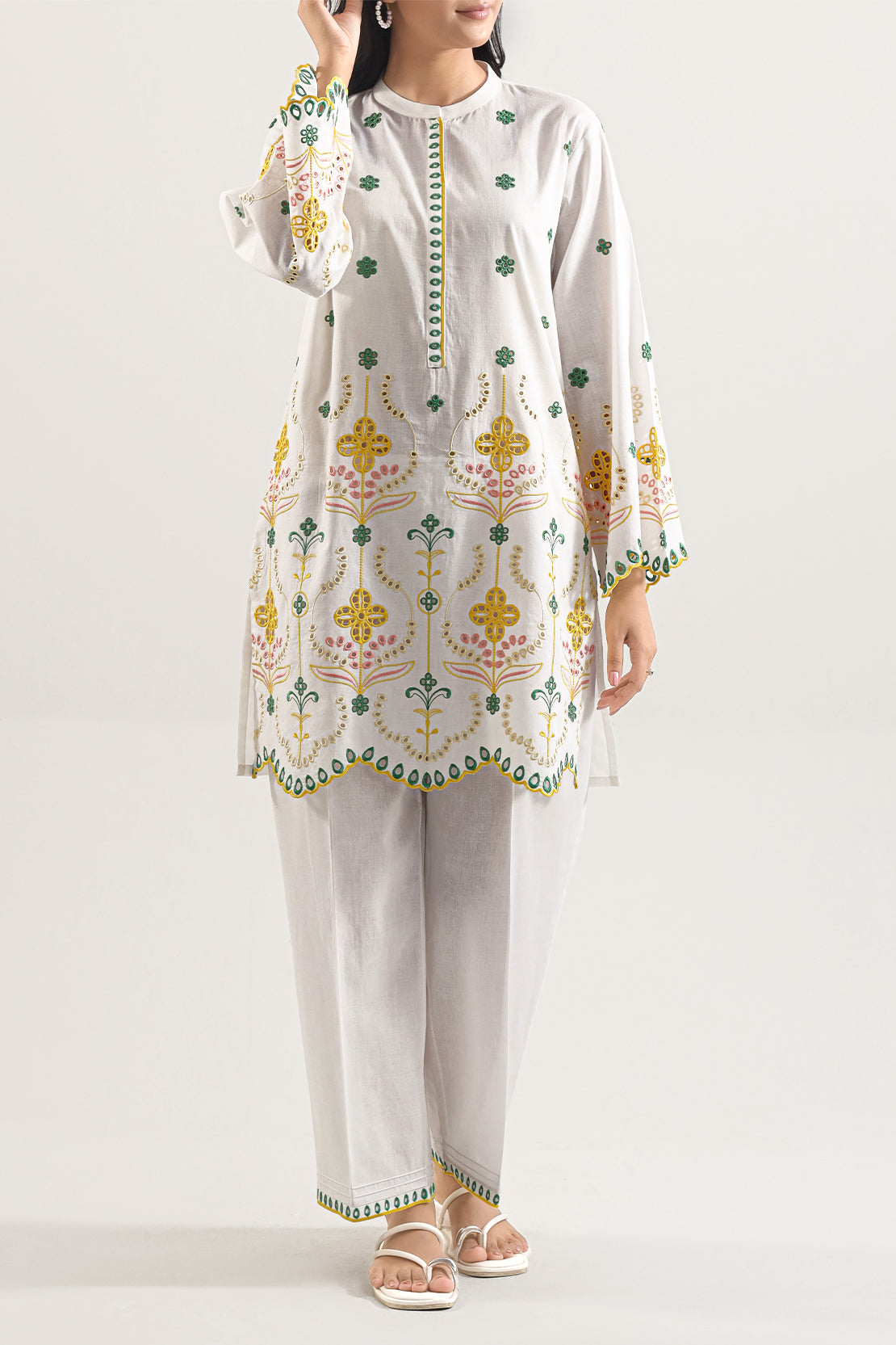 Solid Embroidered Cambric Stitched 2 Piece (Shirt/Trouser)120138