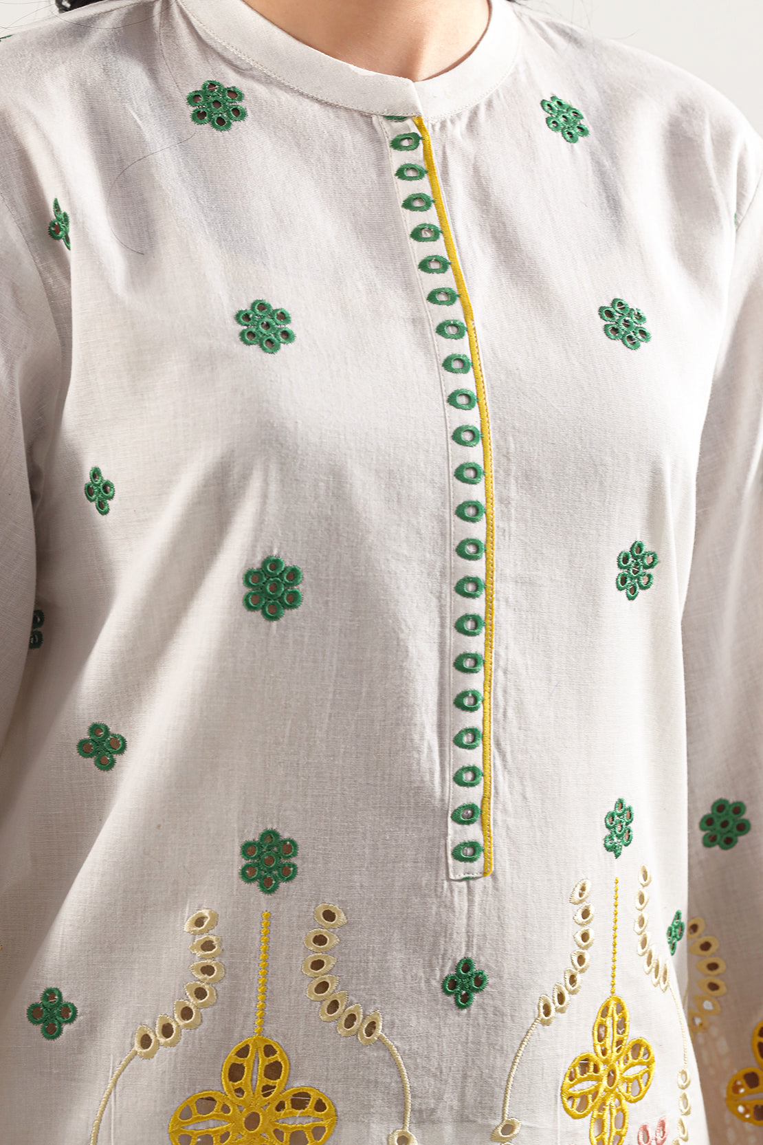 Solid Embroidered Cambric Stitched 2 Piece (Shirt/Trouser)120138