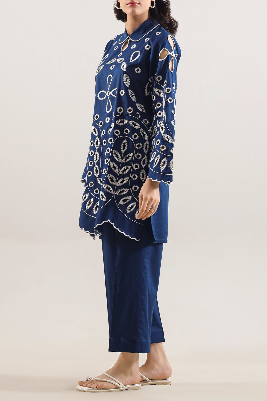 Solid Embroidered Cambric Stitched 2 Piece (Shirt/Trouser)124918