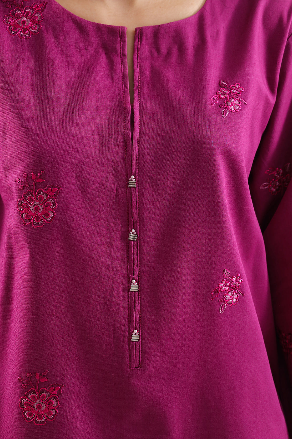 Luxury Pret Embroidered Slub Cotton Stitched 2 Piece Shirt/Trouser113820