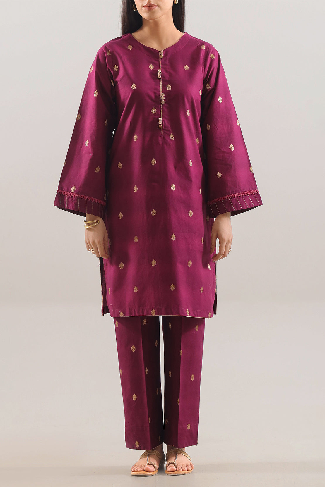 Cotton Jacquard Stitched 2 Piece (Shirt/Trouser)113791