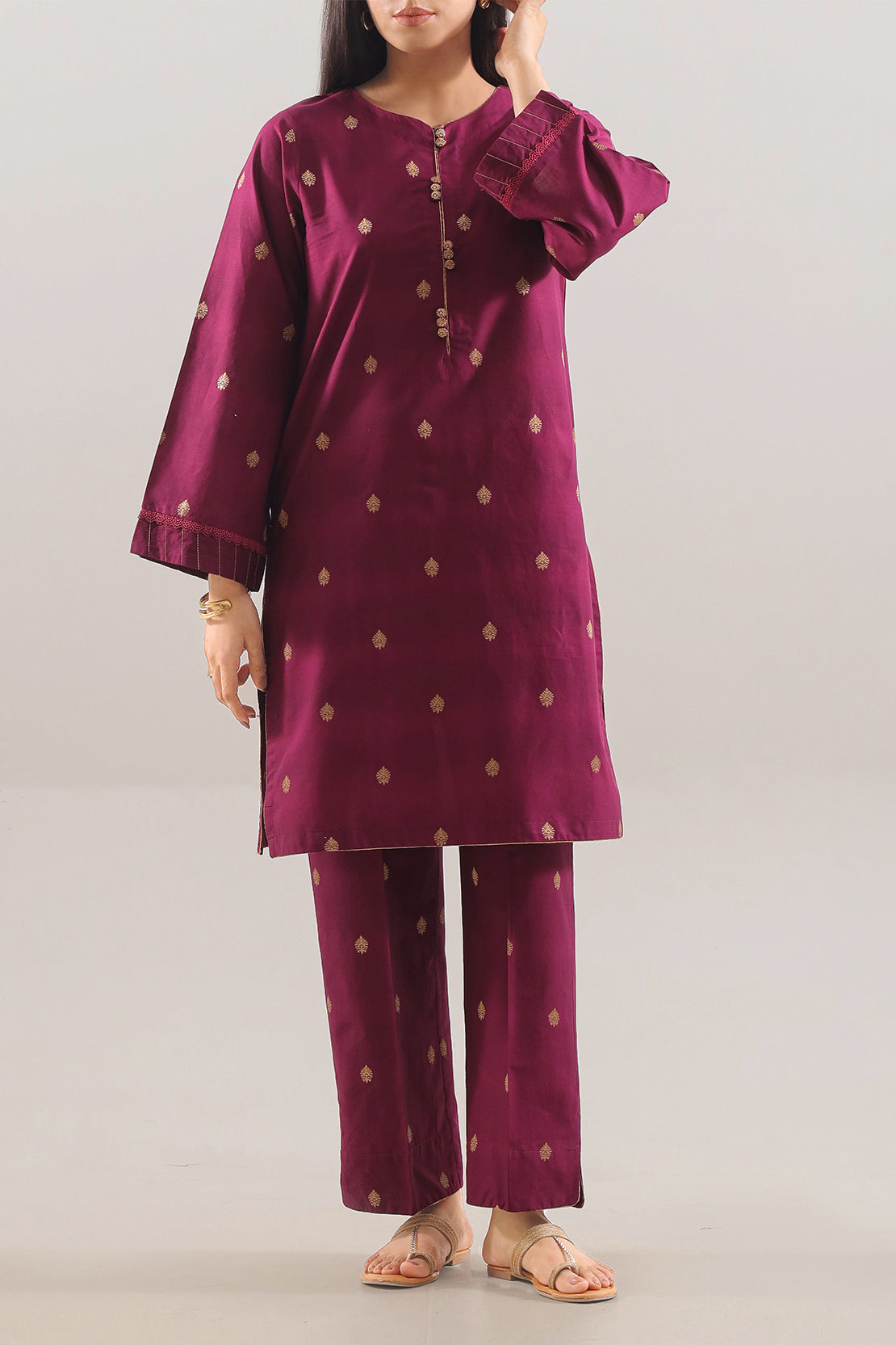 Cotton Jacquard Stitched 2 Piece (Shirt/Trouser)113791
