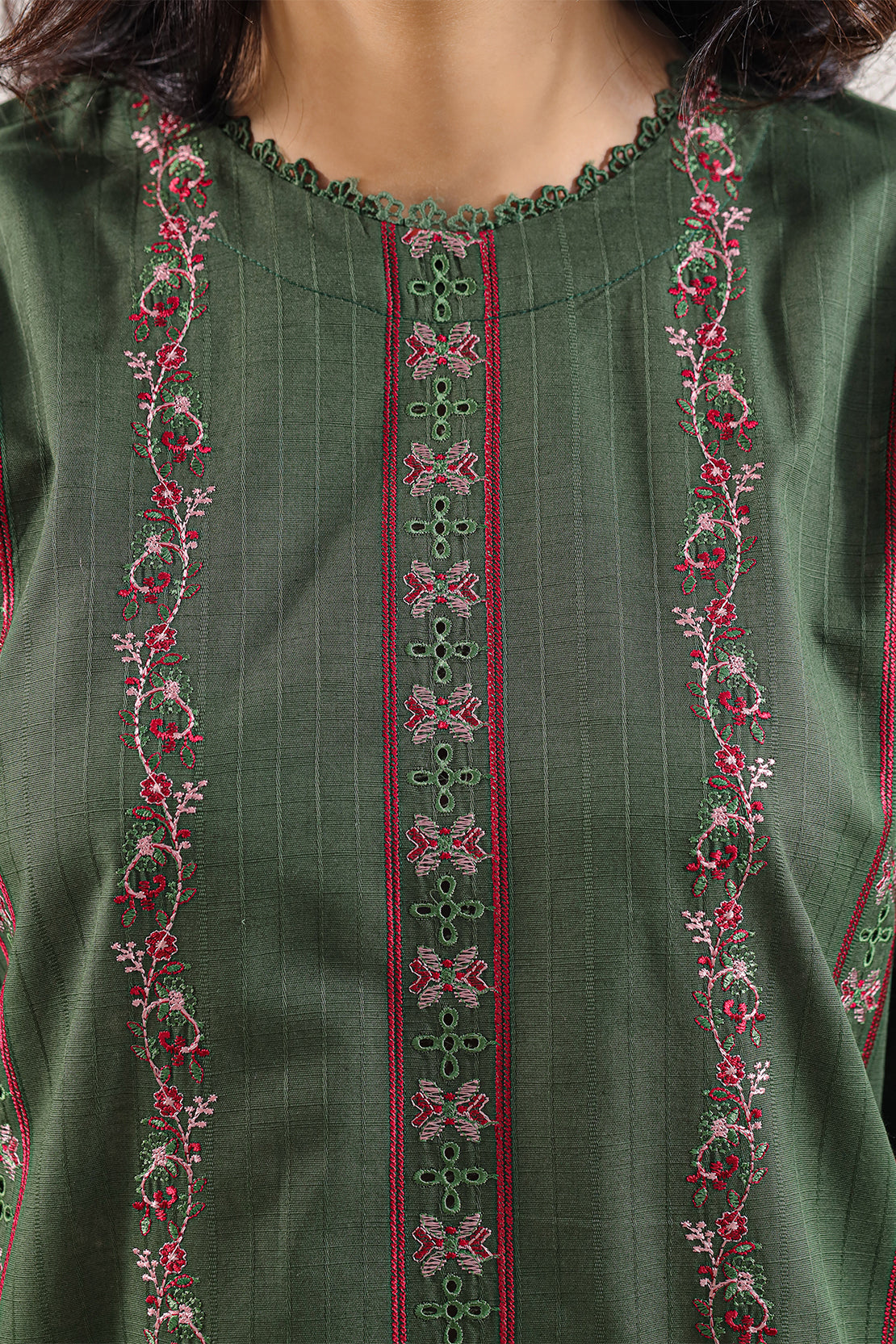 Luxury Pret Embroidered Slub Cotton Stitched 3 Piece125508