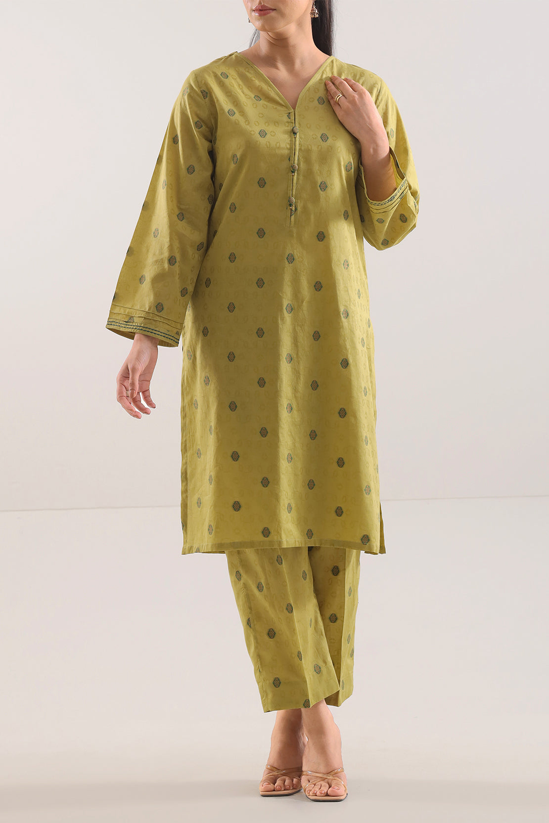 Cotton Jacquard Stitched 2 Piece (Shirt/Trouser)118265