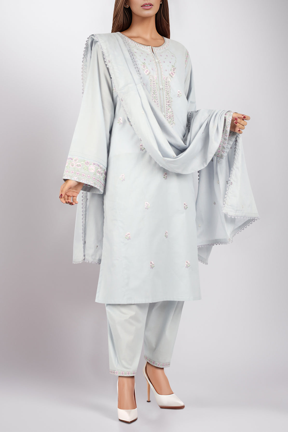Luxury Pret Embroidered Cotton Stitched 2 Piece Shirt/Trouser63130