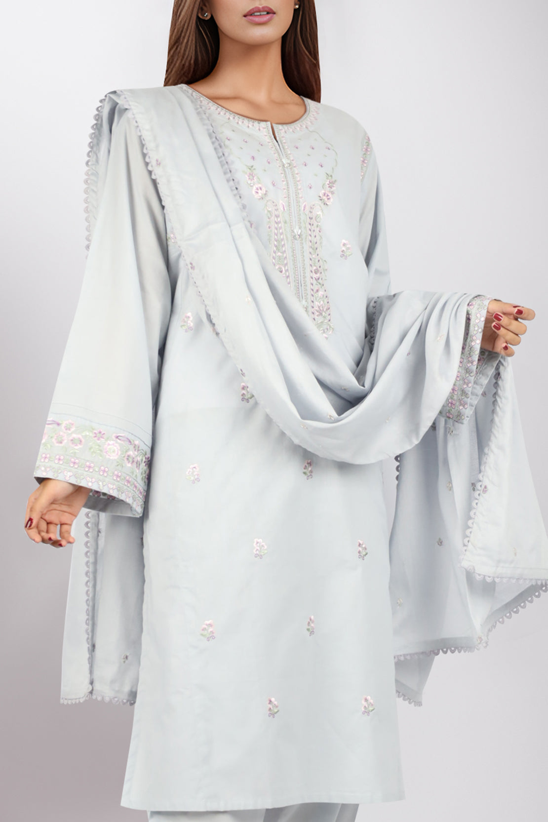 Luxury Pret Embroidered Cotton Stitched 2 Piece Shirt/Trouser63130
