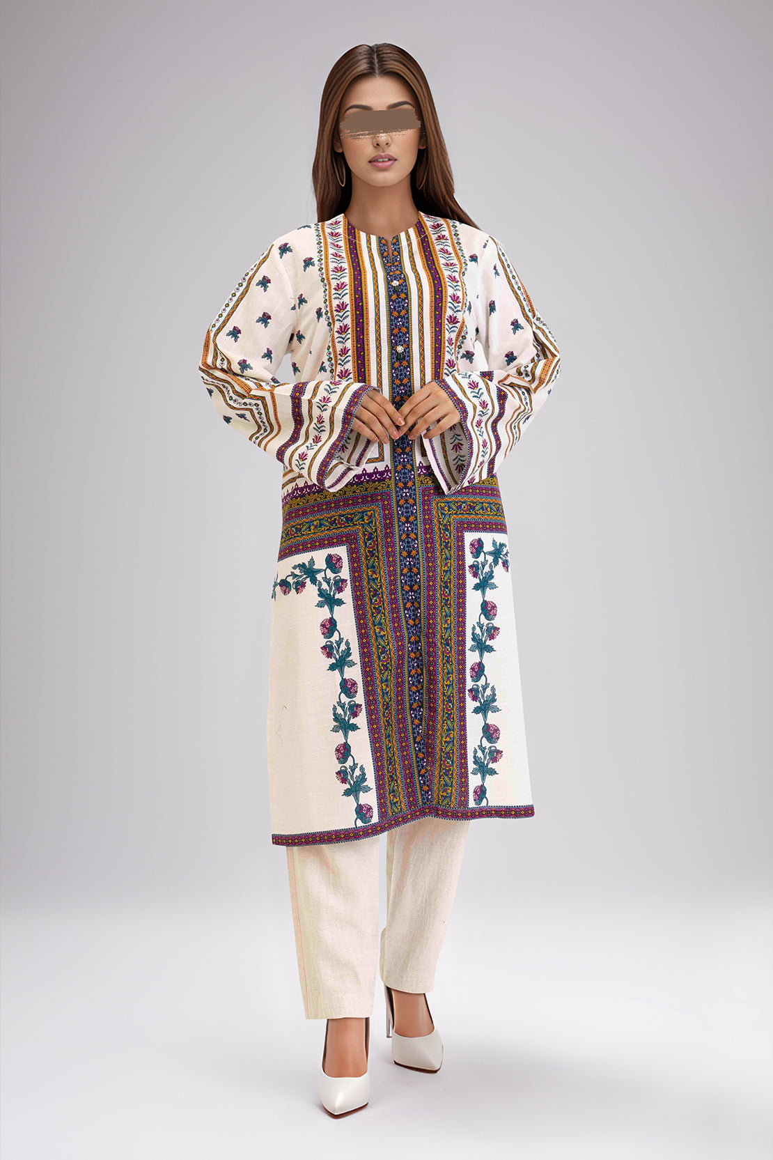 Printed Slub Cotton Stitched Shirt49145