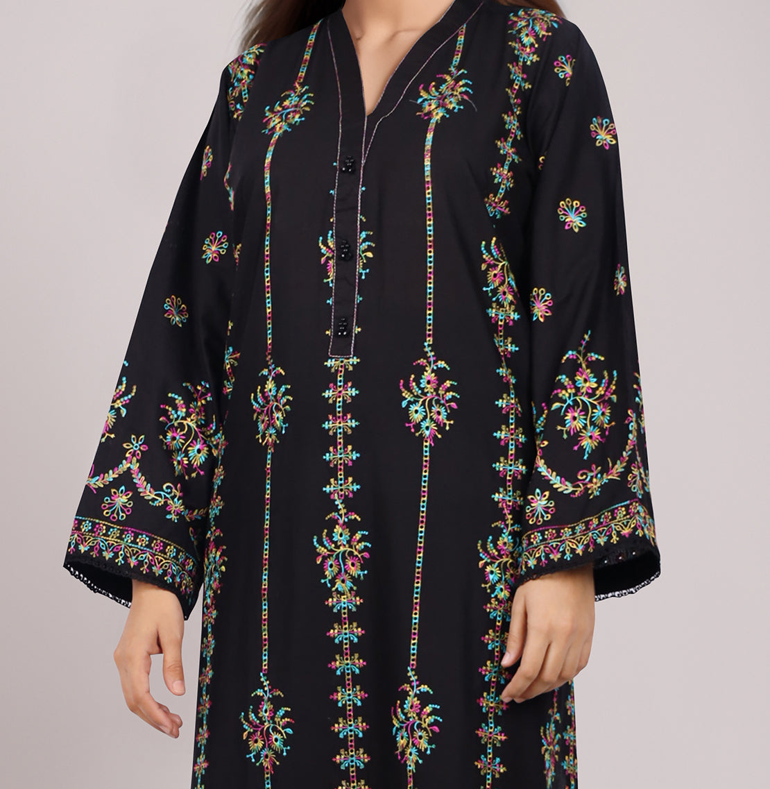 Cotton Solid Embroidered Stitched Shirt63141