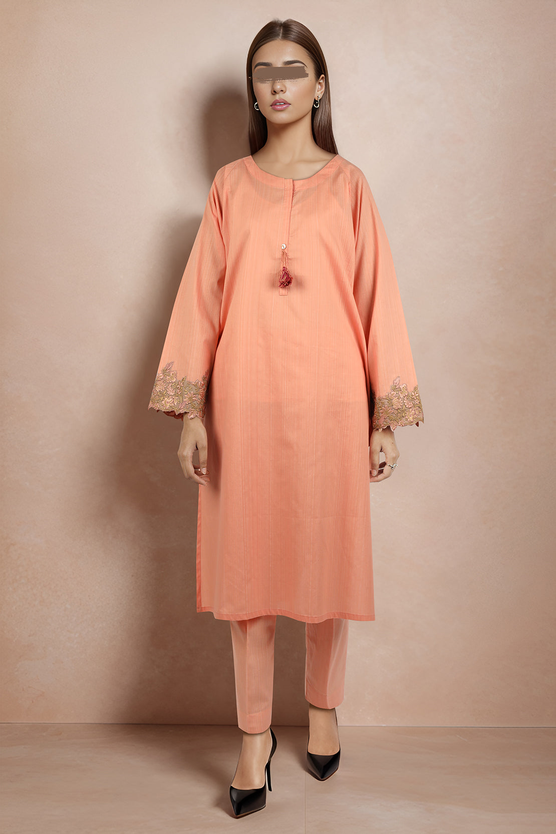 Solid Embroidered Soft Raw Silk Stitched 2 Piece (Shirt/Trouser)48842
